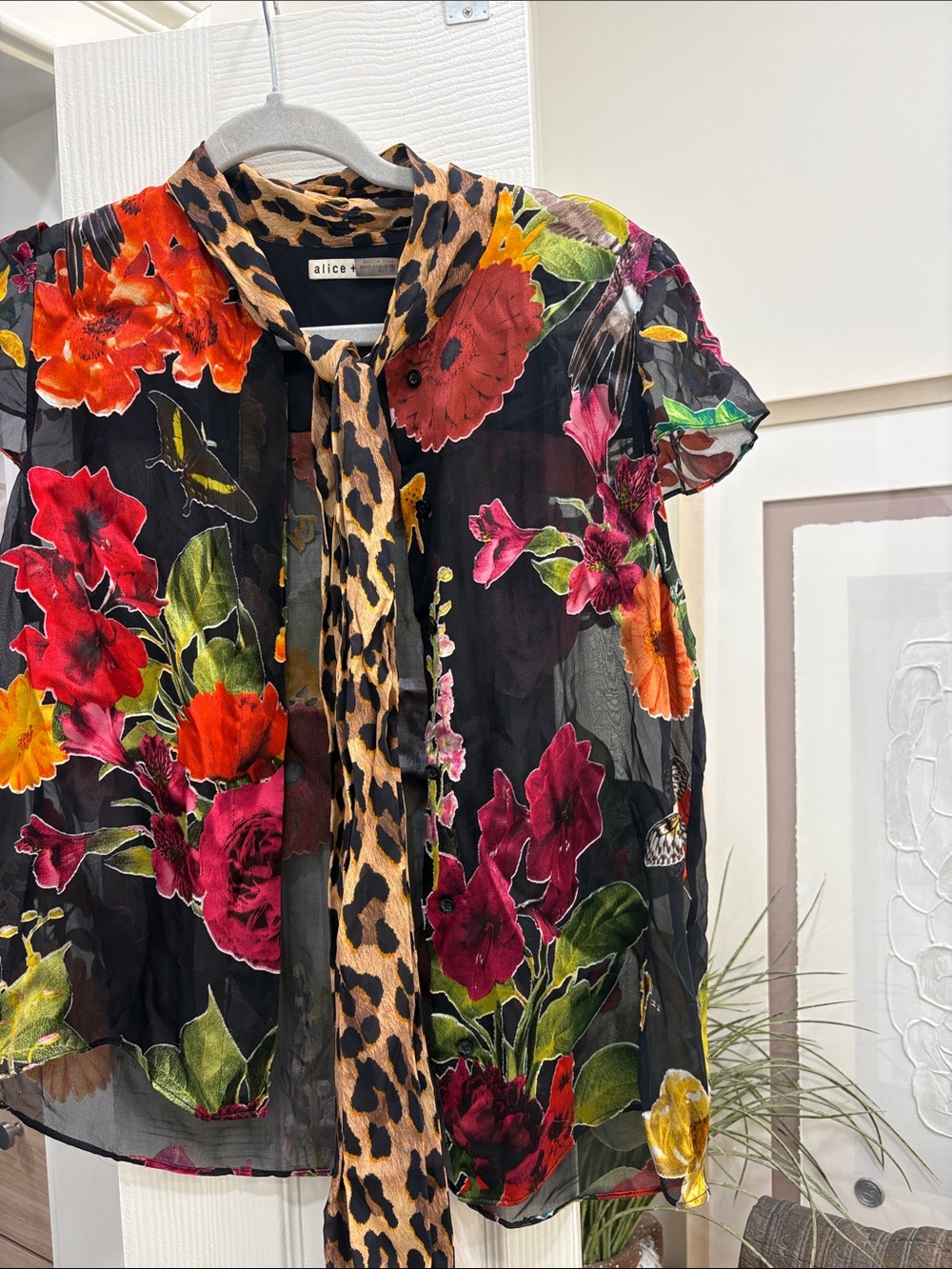 Alice + Olivia Jeannie Semi-Sheer Shirt